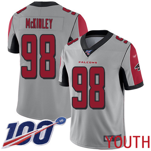 Atlanta Falcons Limited Silver Youth Takkarist McKinley Jersey NFL Football #98 100th Season Inverted Legend->youth nfl jersey->Youth Jersey